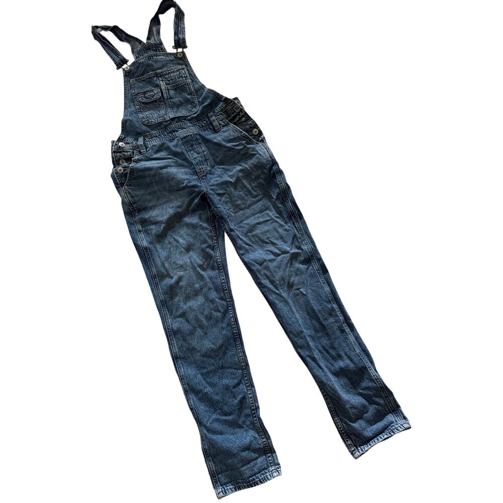 American Eagle Women's Straight Leg Blue Denim Jean Overalls X Small Long Pants